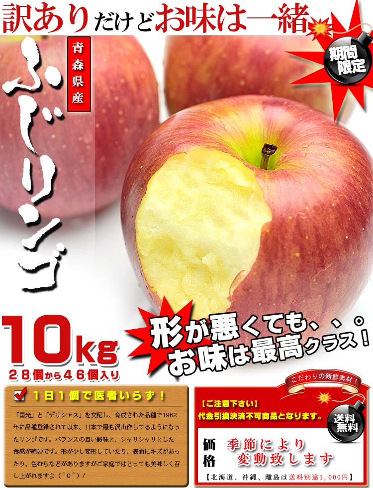 青森県産 ふじりんご お徳用 10kg